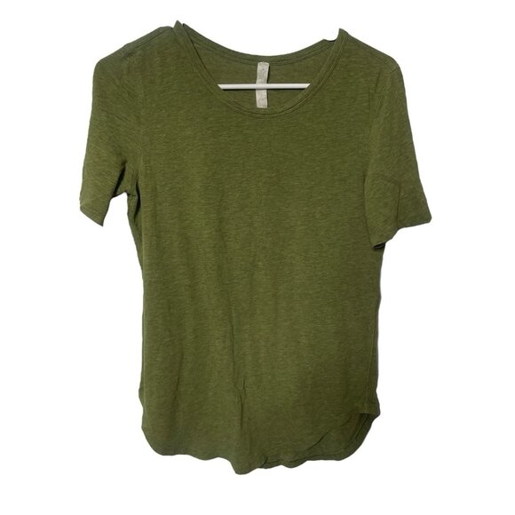 Lululemon Love Tee Shirt Women’s  6 Green Curved Hem Round Neck Gorpcore - Picture 2 of 7